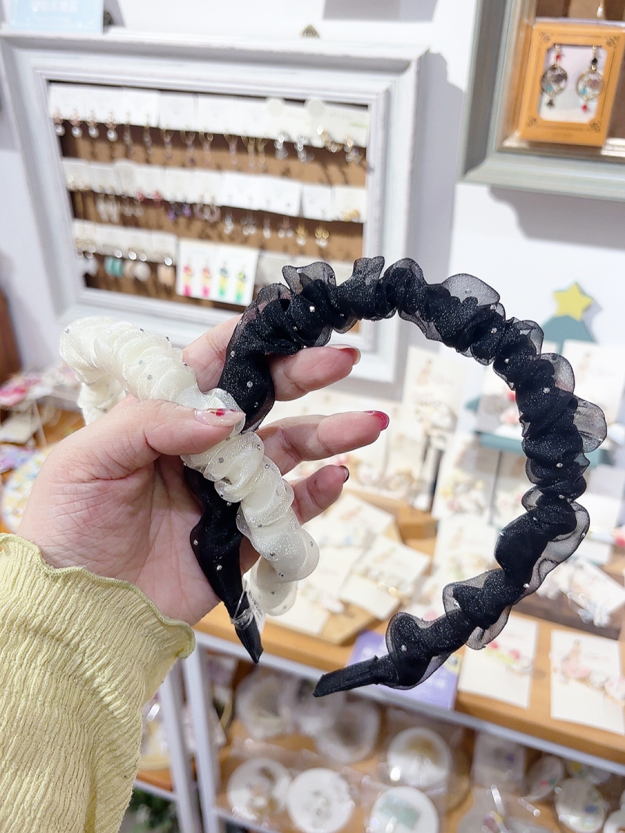 透明波點褶皺髮箍