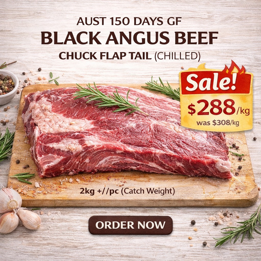 Aust 150days GF Black Angus Beef Chuck flap Tail (Chilled)(Catch Weight) 2kg