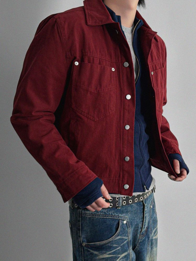 鉚釘口袋短款夾克