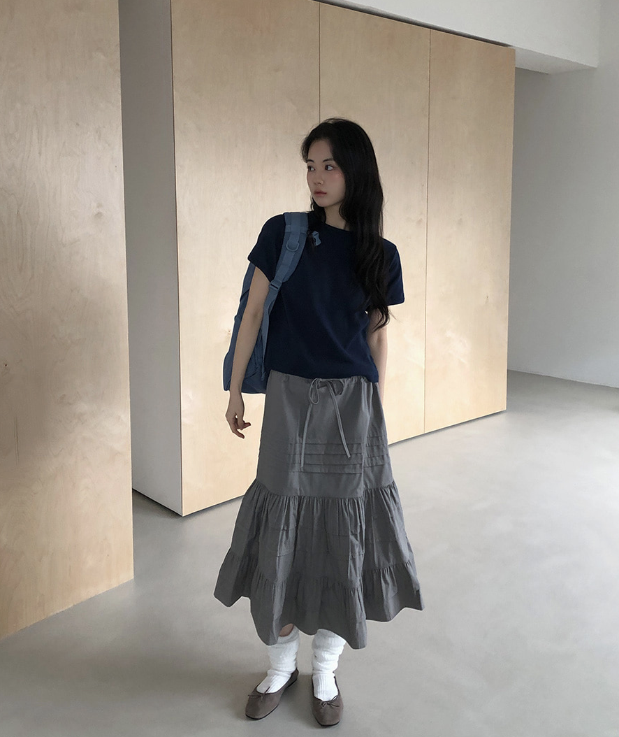 Bridget 層次抽繩蛋糕裙 [ 2色 / Free ]