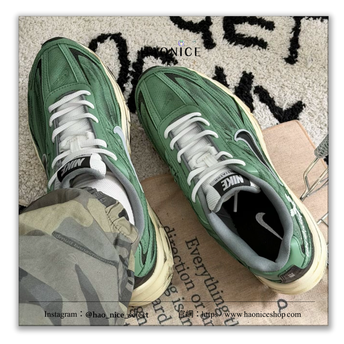 【HAO NICE】惡作劇訂製款🔥Nike Initiator 粉刷感 風吹綠動 軍綠色 戶外機能 工裝 慢跑鞋 運動鞋