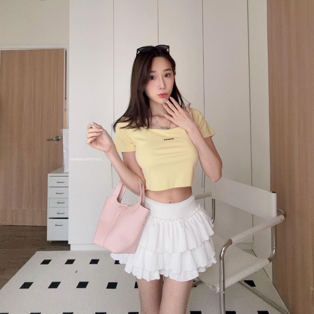 【DOMISS自訂】燙印字母! 方領莫代爾棉T恤 短袖上衣-4色 (現+預)