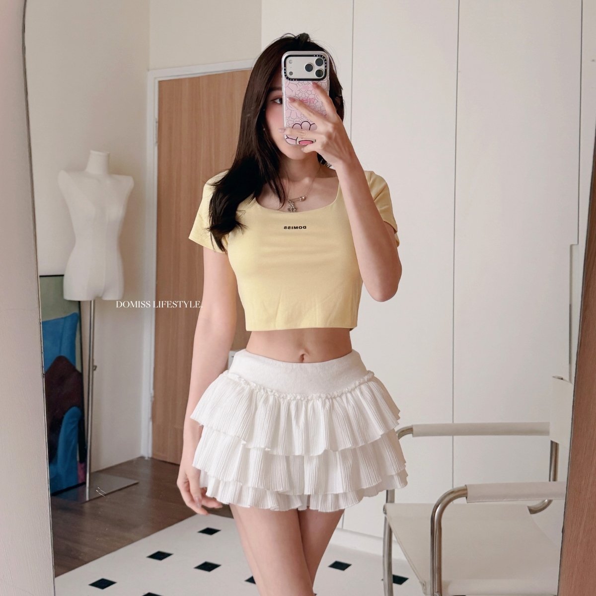 【DOMISS自訂】燙印字母! 方領莫代爾棉T恤 短袖上衣-4色 (現+預)