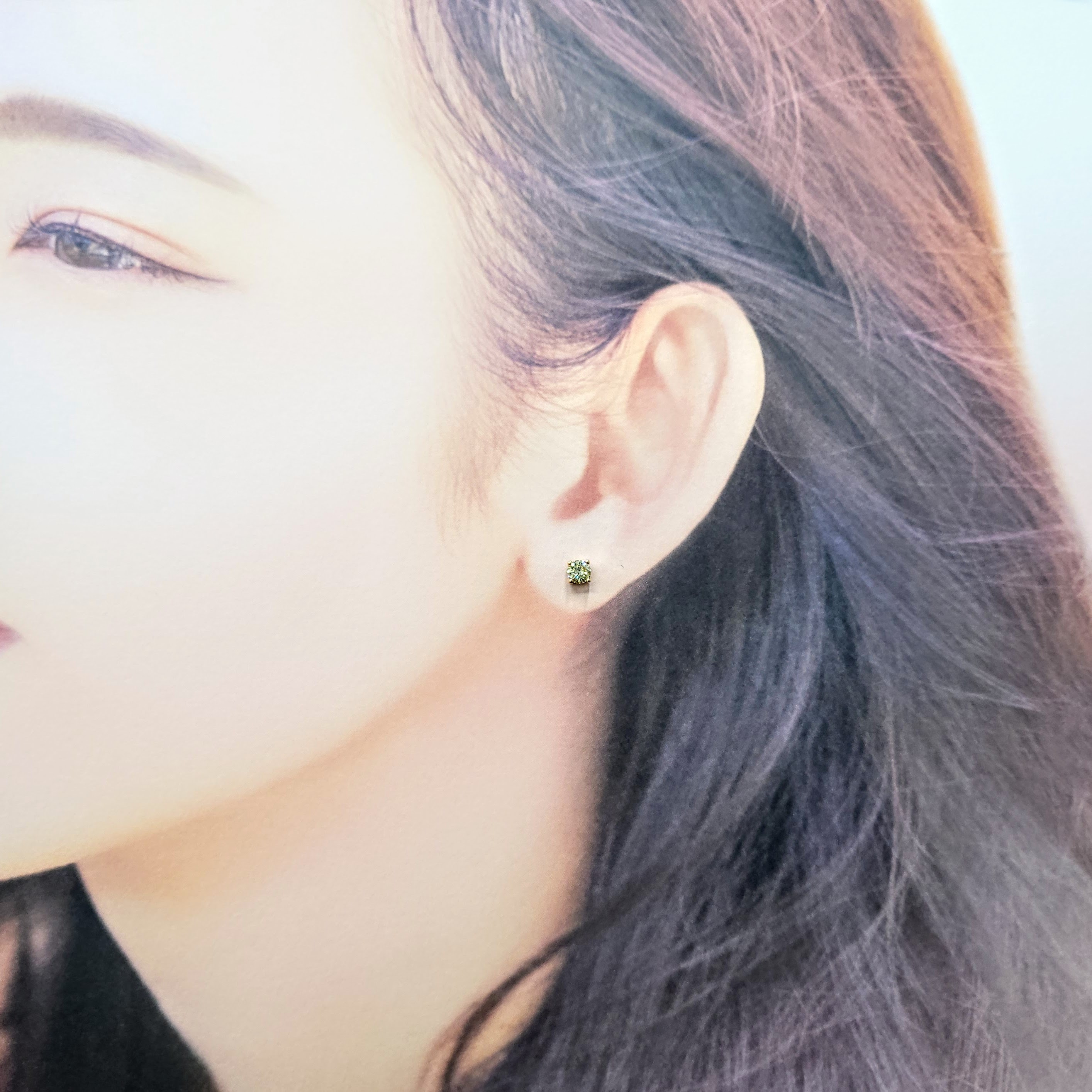 全新18K金【主石49份天然彩黃鑽】耳環