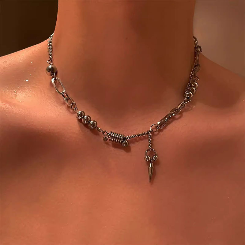 錐形吊墜拼接金屬設計項鍊【ACWS1】