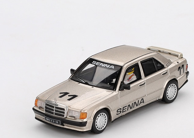 MINI GT 1076 MERCEDES-BENZ 190 E 2.3-16  #11 AYRTON SENNA 1984 NÜRBURGRING RACE OF CHAMPIONS W/ FIGURE