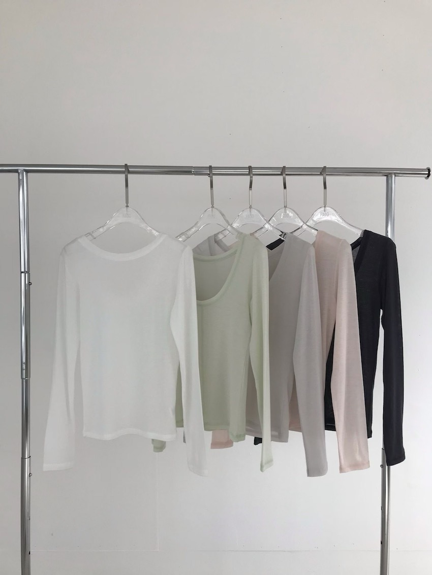 sheer center seam U-neck top