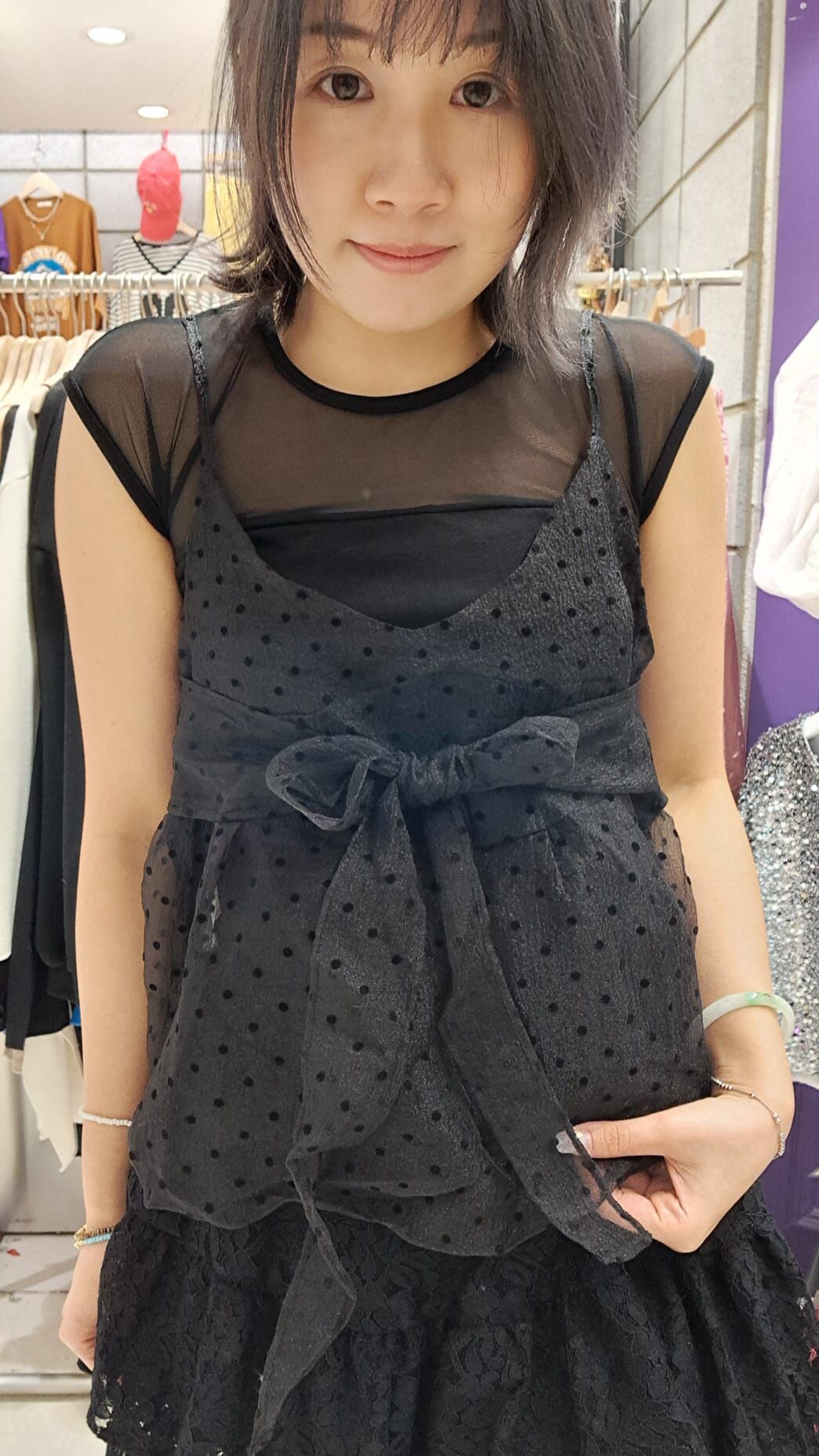 MS10B 波點蝴蝶結紗紗背心