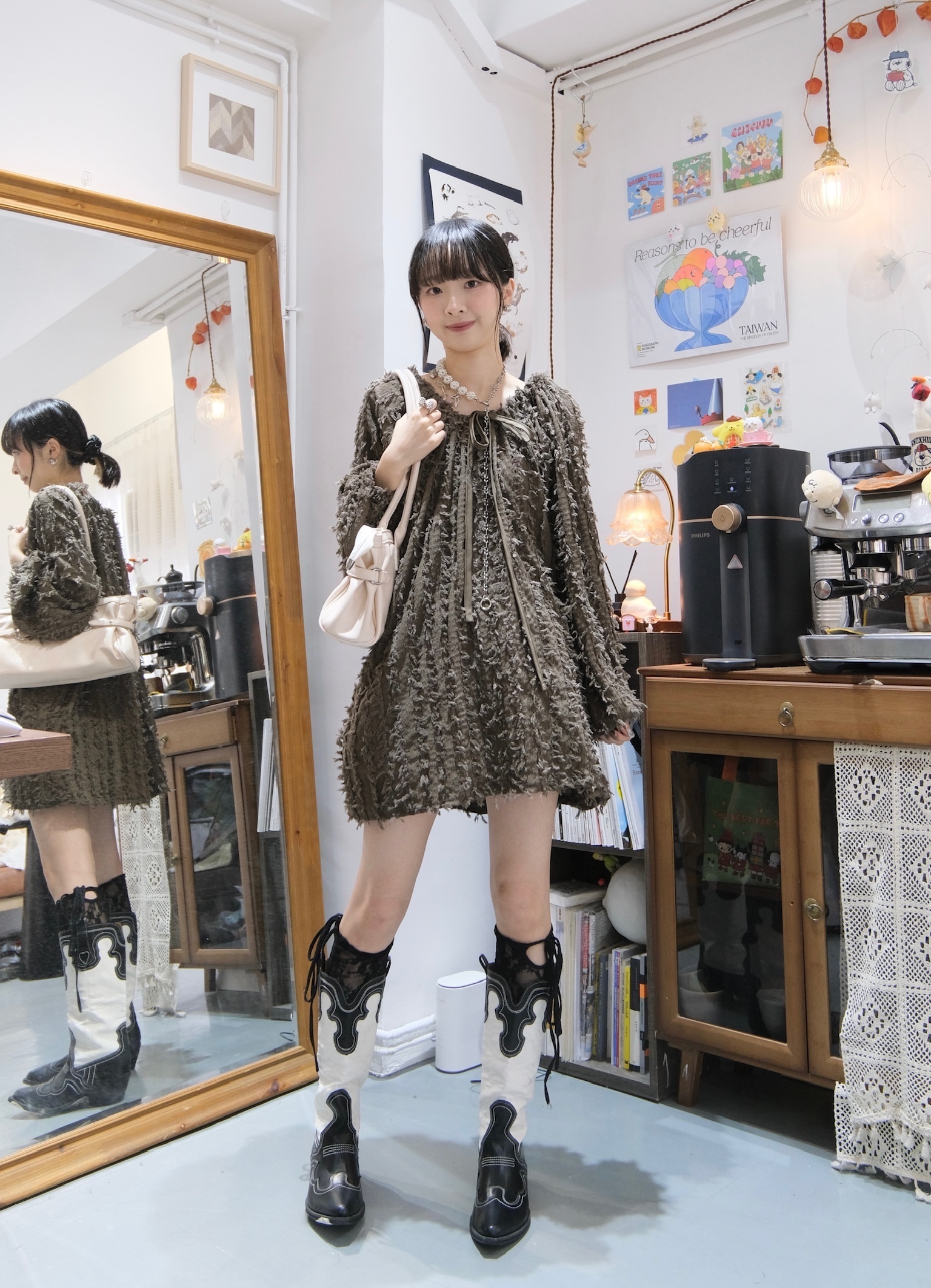 大推[三色入] 2ways 蘇蘇Ribbon中長Top( Green )