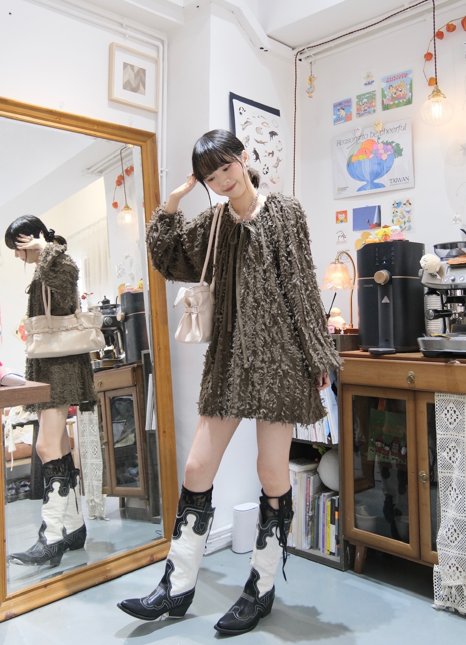 大推[三色入] 2ways 蘇蘇Ribbon中長Top( Green )