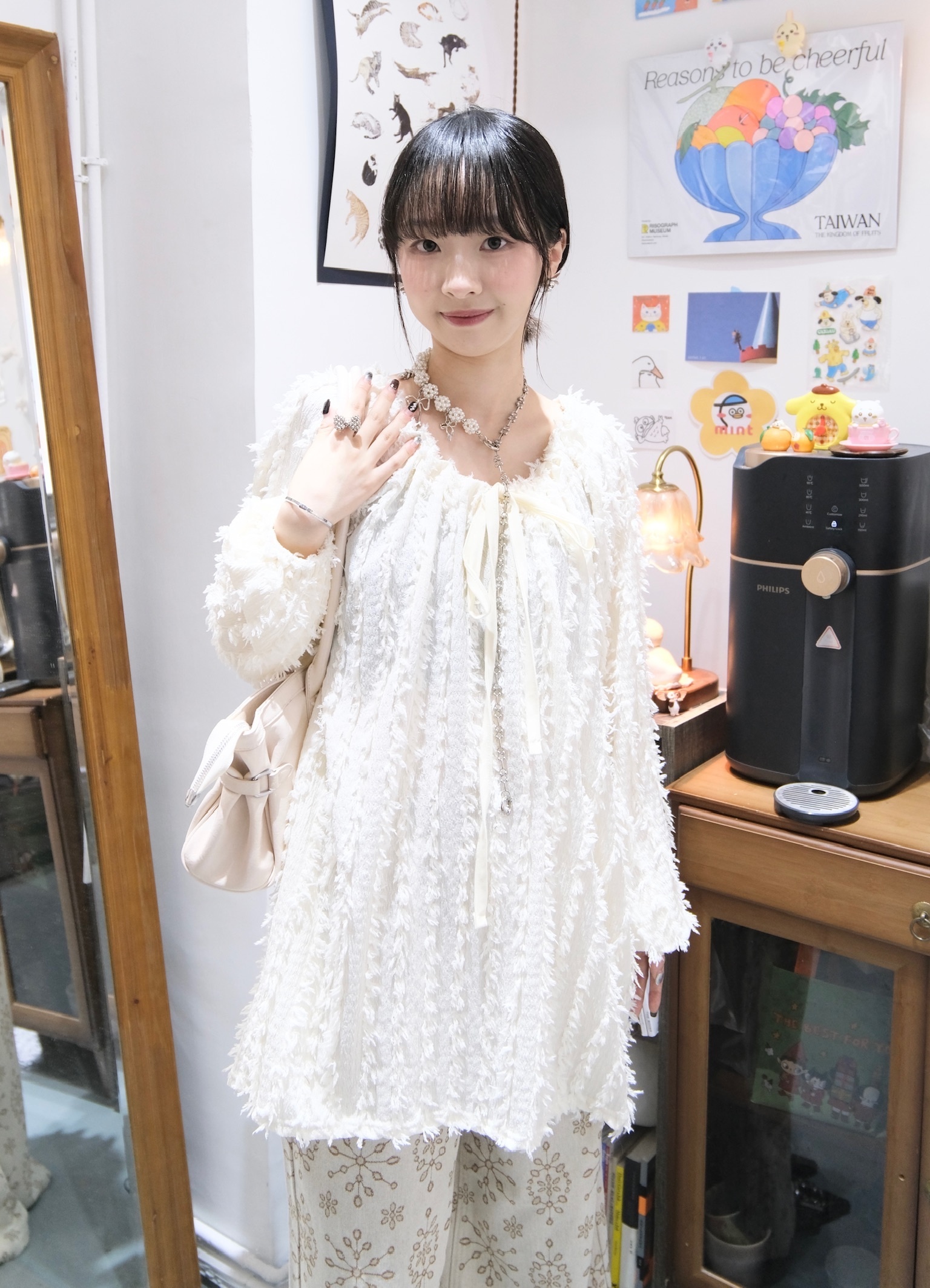 大推[三色入] 2ways 蘇蘇Ribbon中長Top( White )