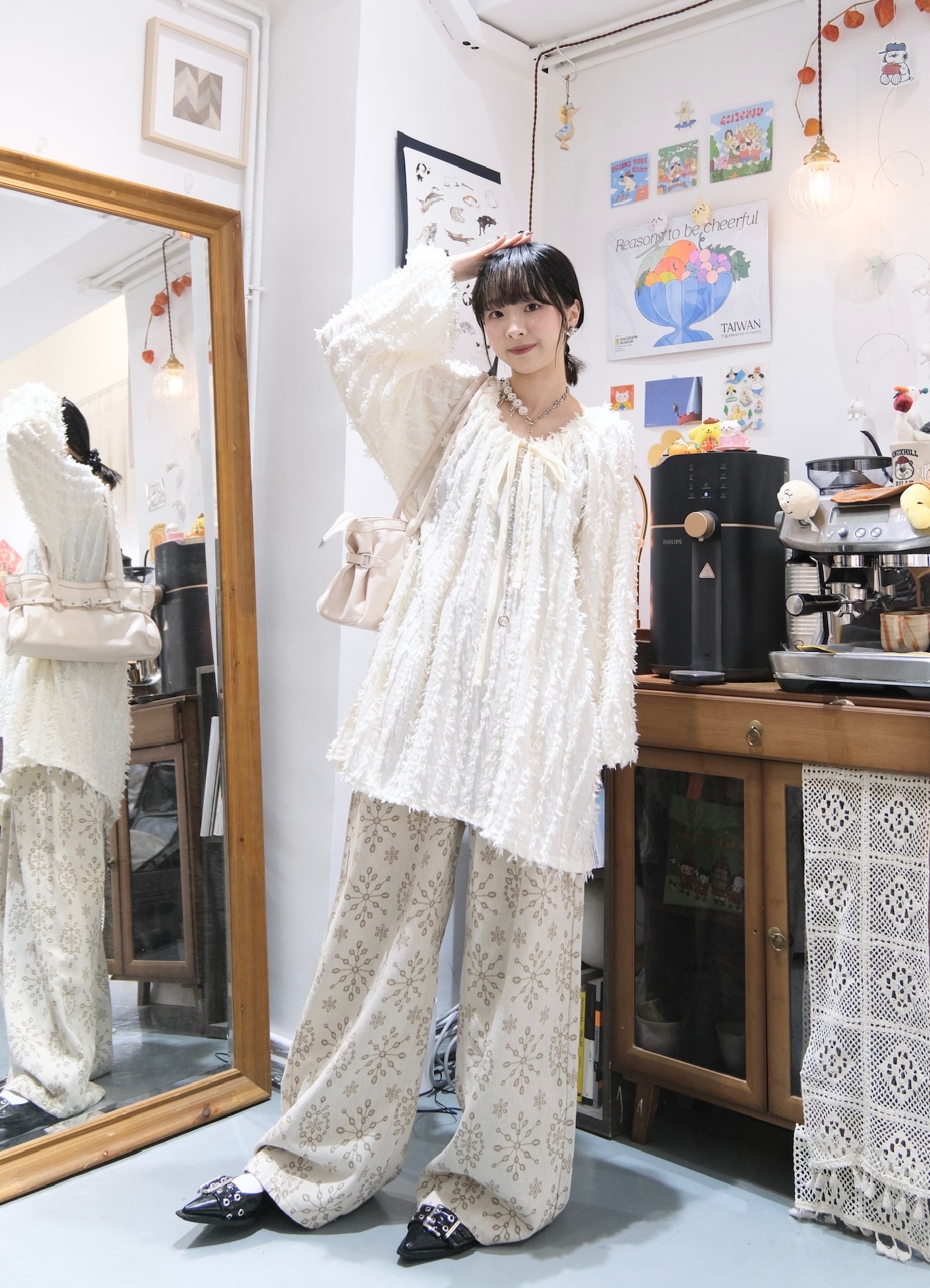 大推[三色入] 2ways 蘇蘇Ribbon中長Top( White )