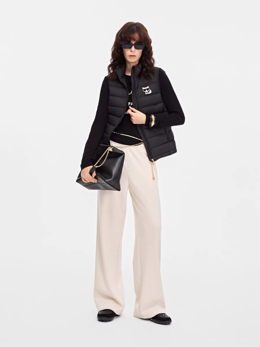 KARL 老佛爺 女款 夾綿背心 黑色