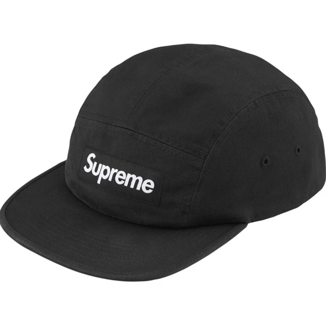 Supreme SS26 Washed Chino Twill Camp Cap- Black