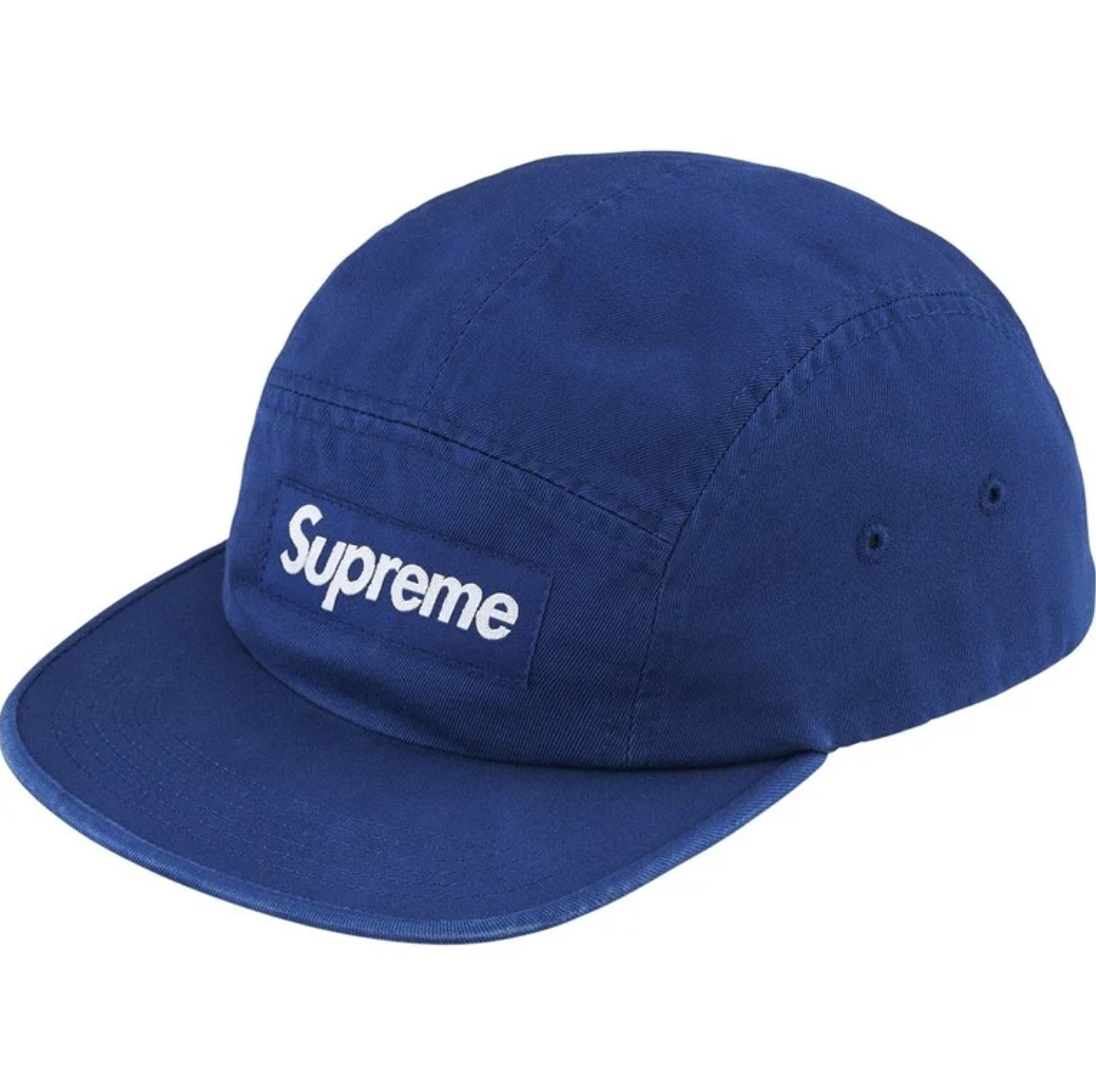 Supreme SS26 Washed Chino Twill Camp Cap- Blue