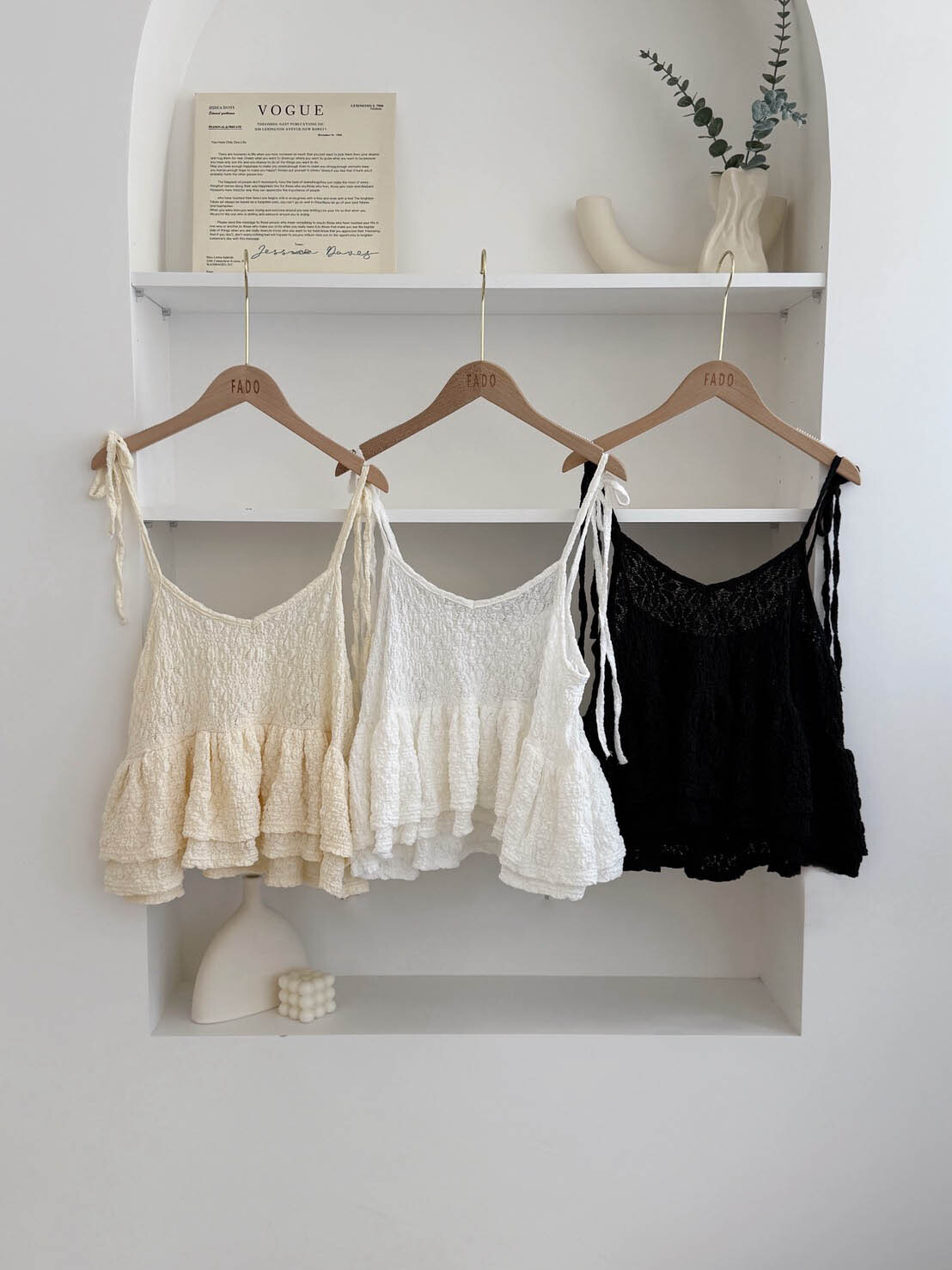 法朵Fado shop｜緹花綁帶雙層背心 1705002 三色