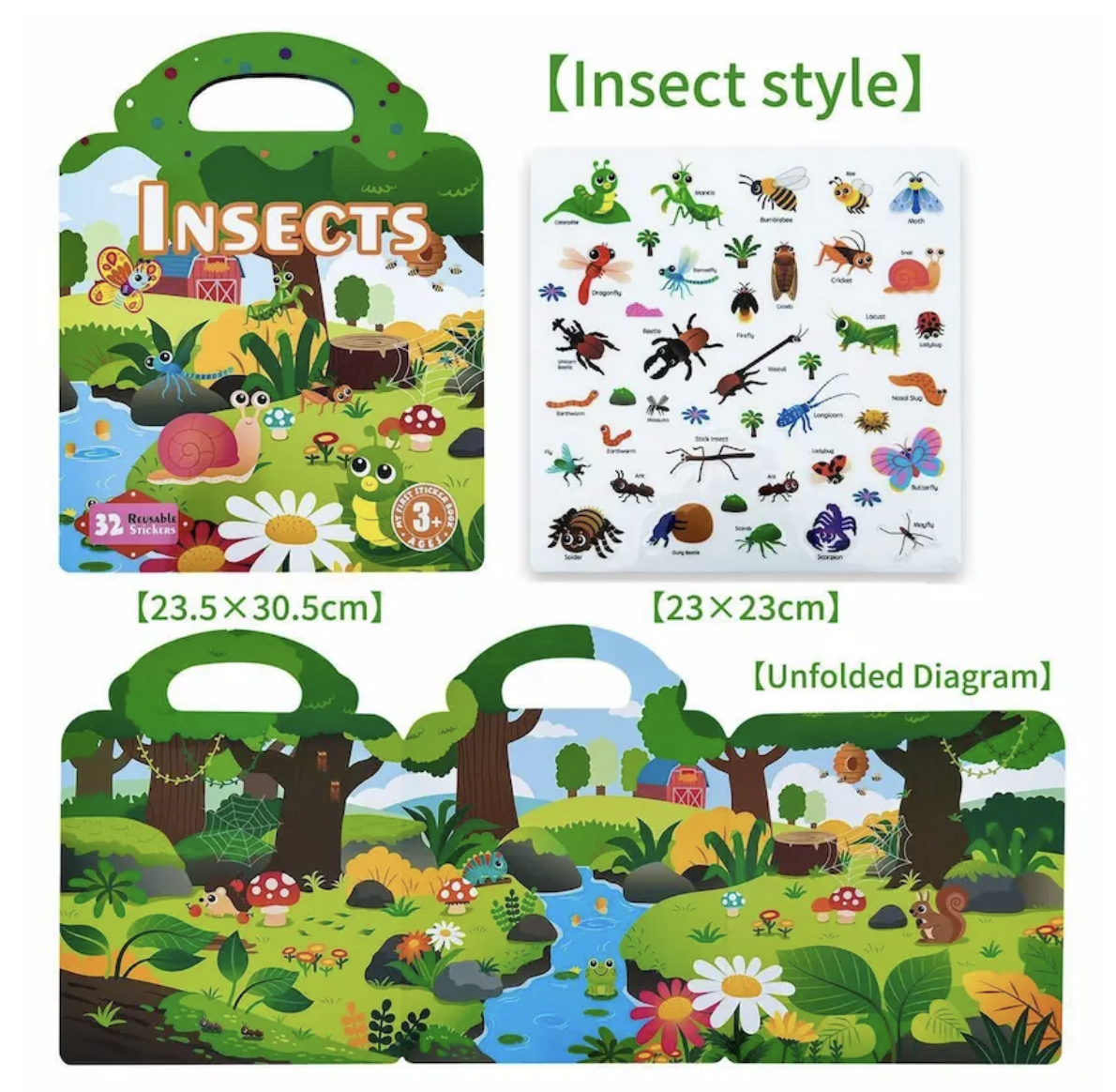 昆蟲主題重複貼紙書-Insects