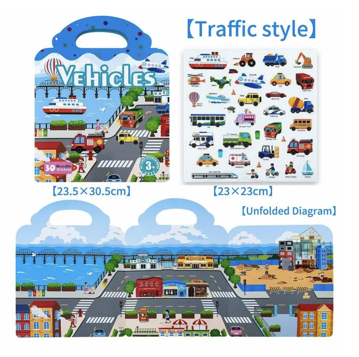 交通工具主題重複貼紙書-Vehicles