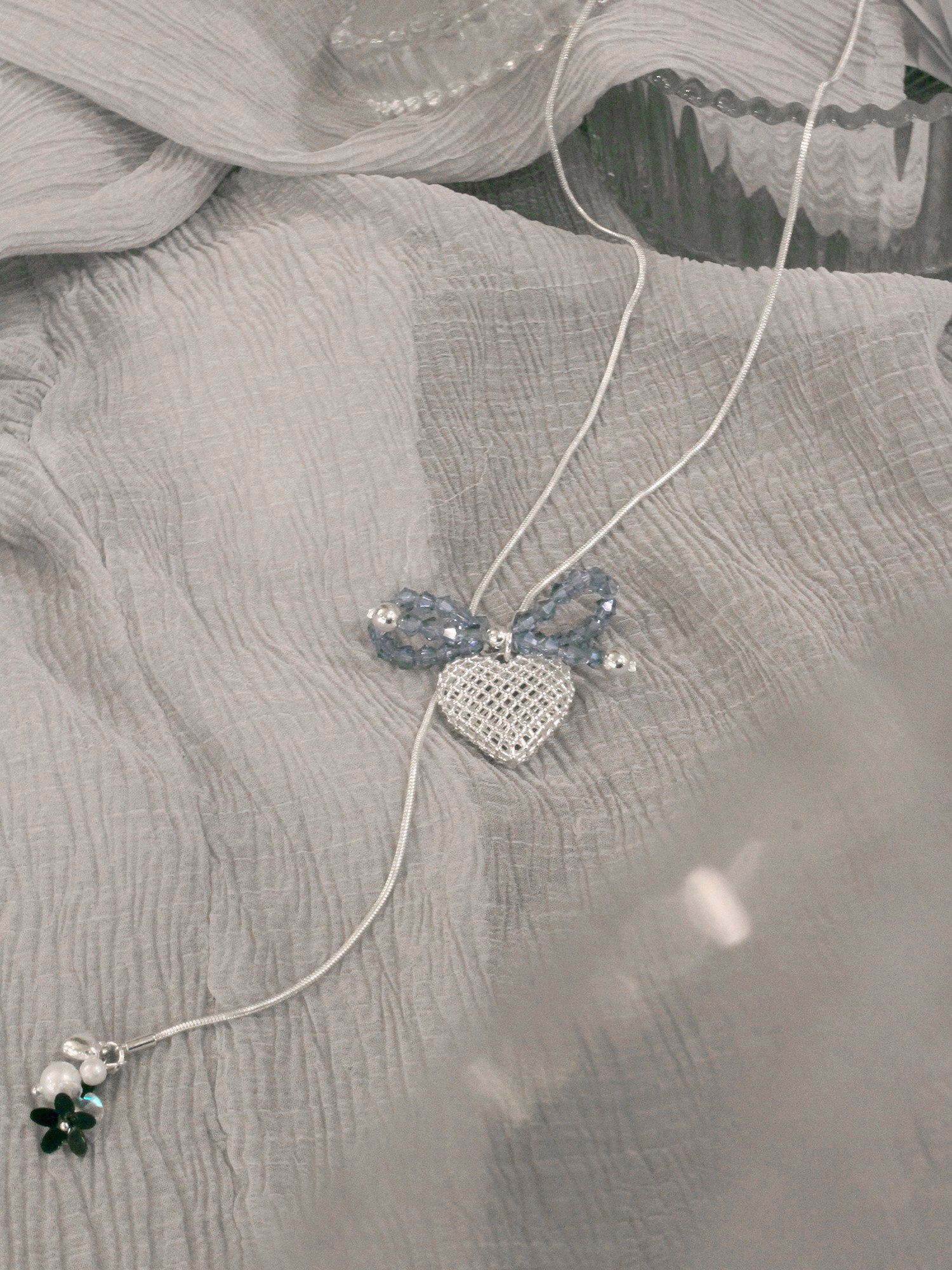 茶米說晚安。MUCHAT手作鏤空愛心蝶結項鍊