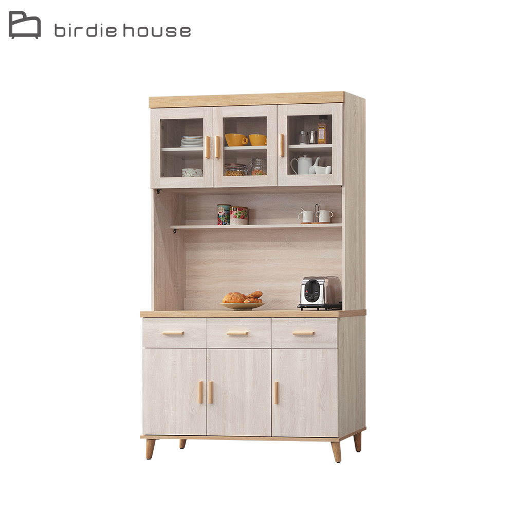 柏蒂家居-米諾4尺六門三抽高餐櫃/電器收納櫃/碗盤置物櫃(上座+下座)