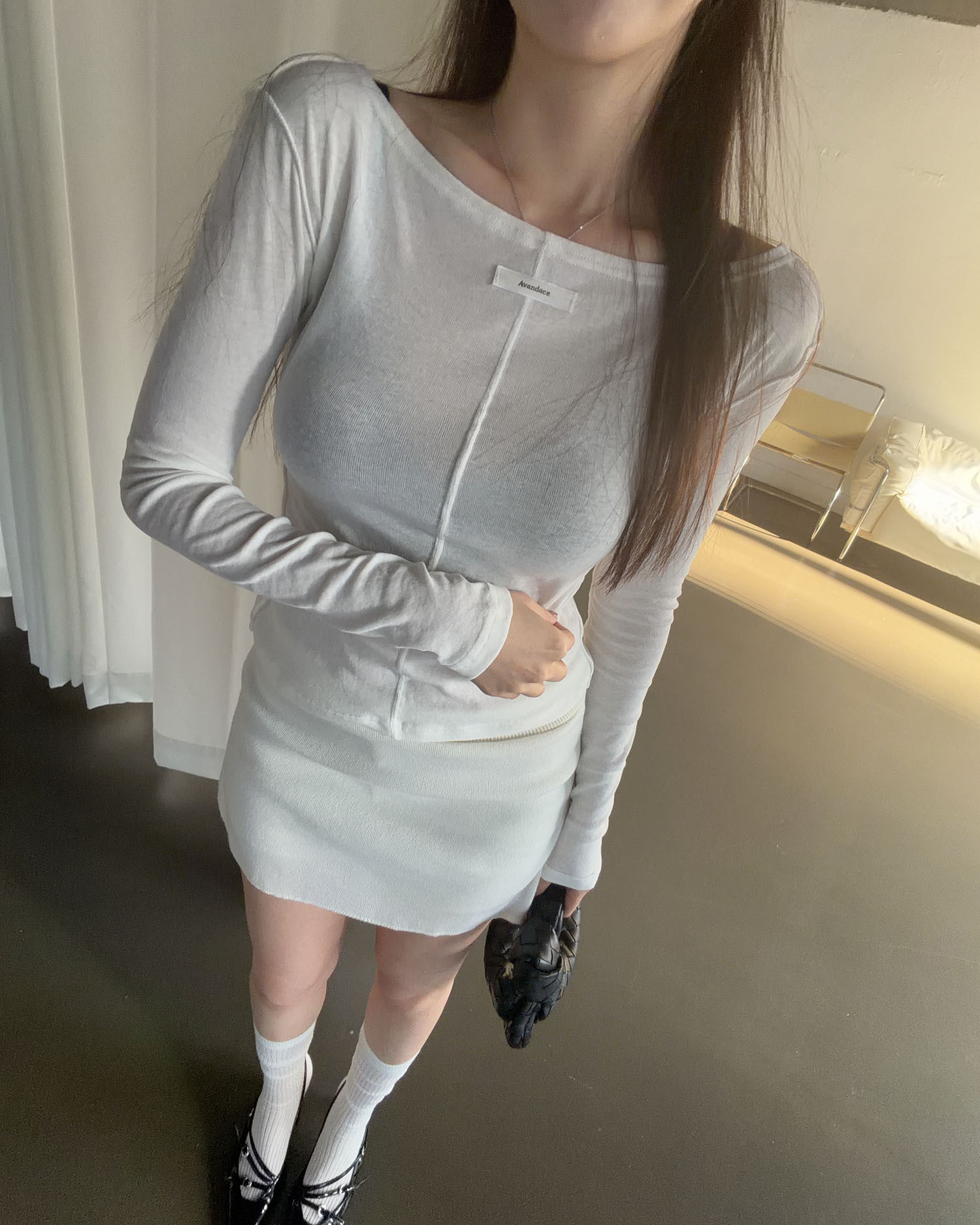 T3013 正反穿微透上衣 / 純白