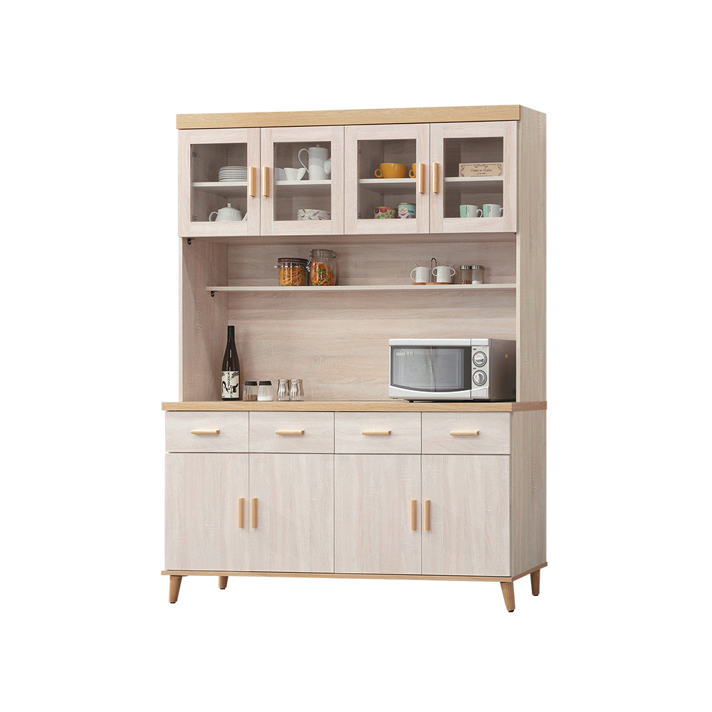 柏蒂家居-米諾5.4尺八門四抽高餐櫃/電器收納櫃/碗盤置物櫃(上座+下座)