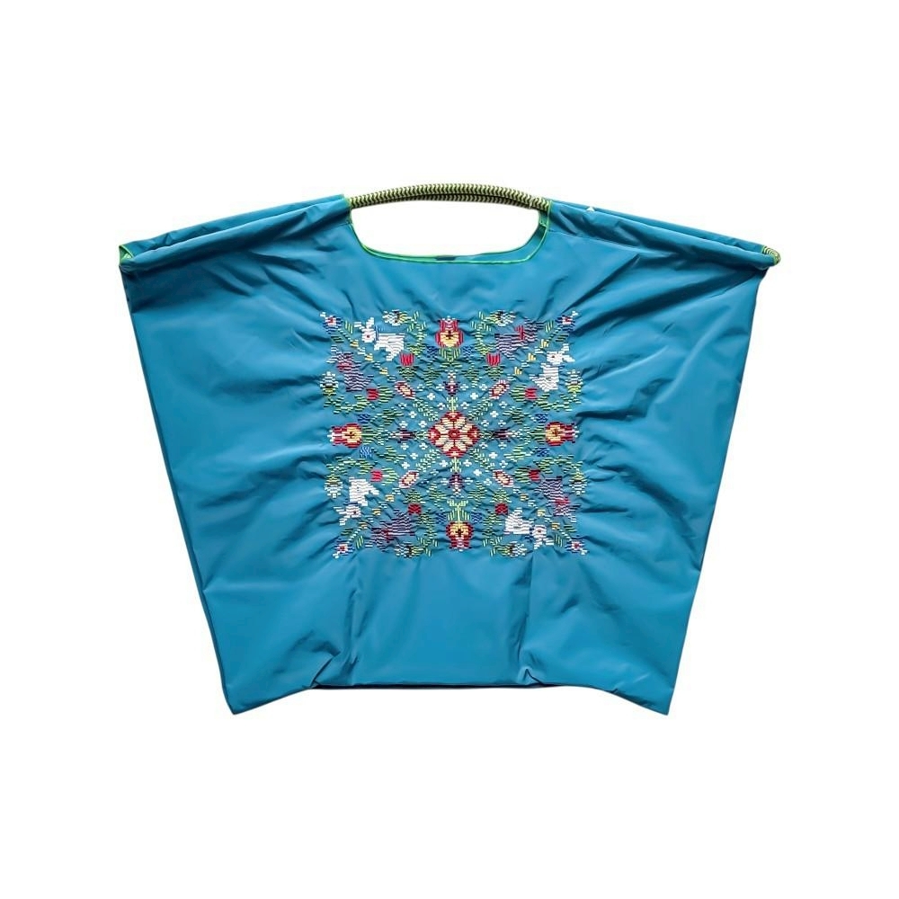 Ball＆Chain 刺繡環保購物袋 L號 - 藍 (30117488)