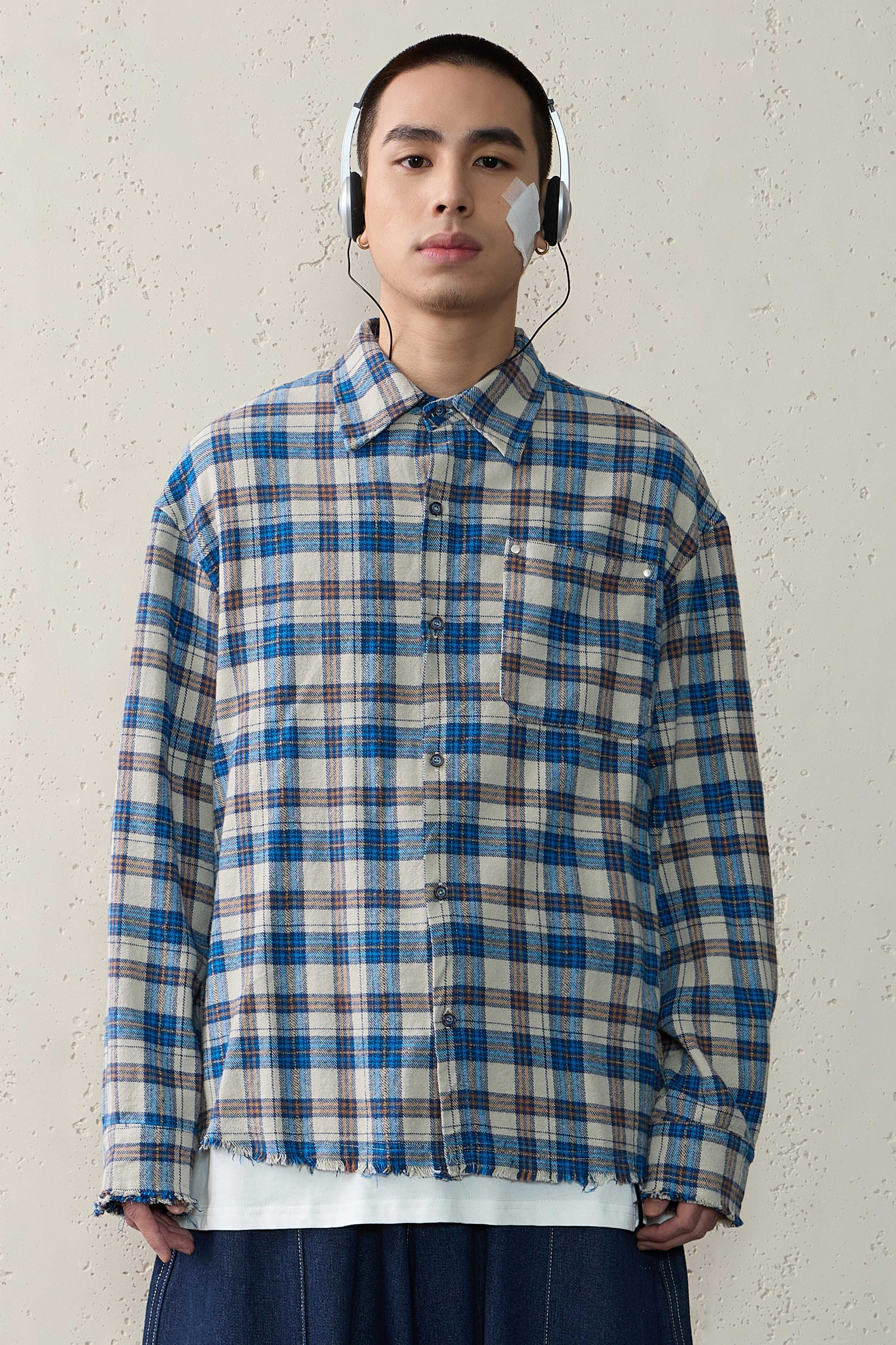 NOIR Work wear口袋格紋襯衫