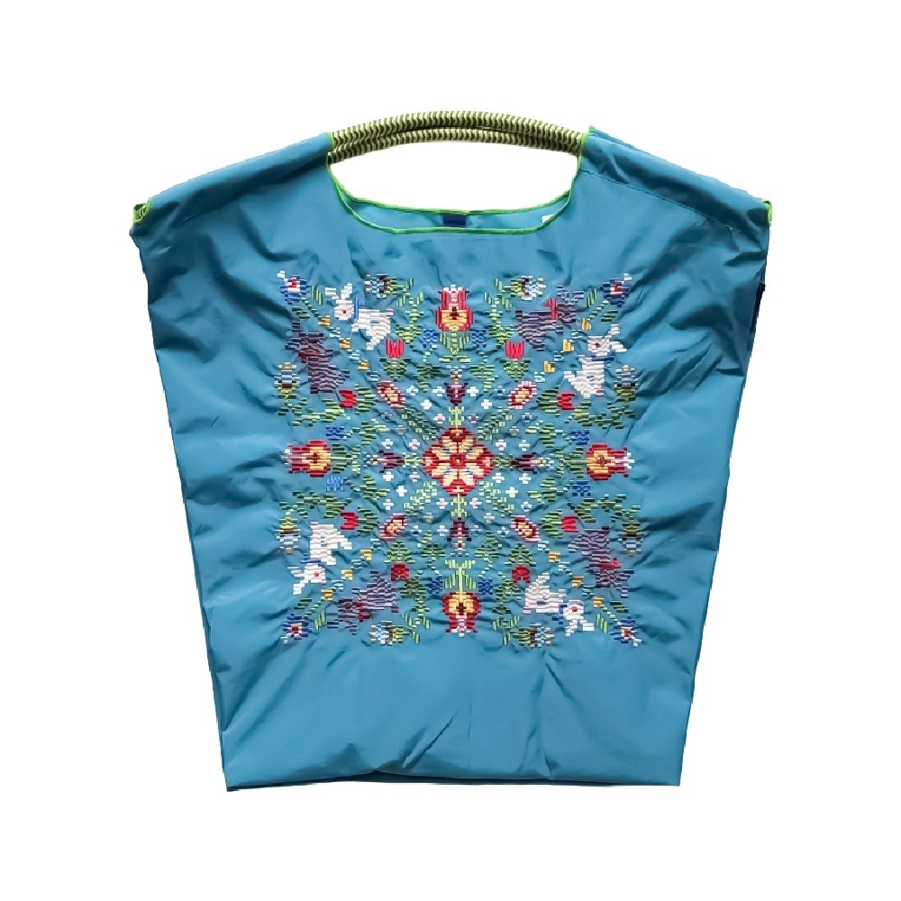 Ball＆Chain 刺繡環保購物袋 M號 - 藍 (30107488)