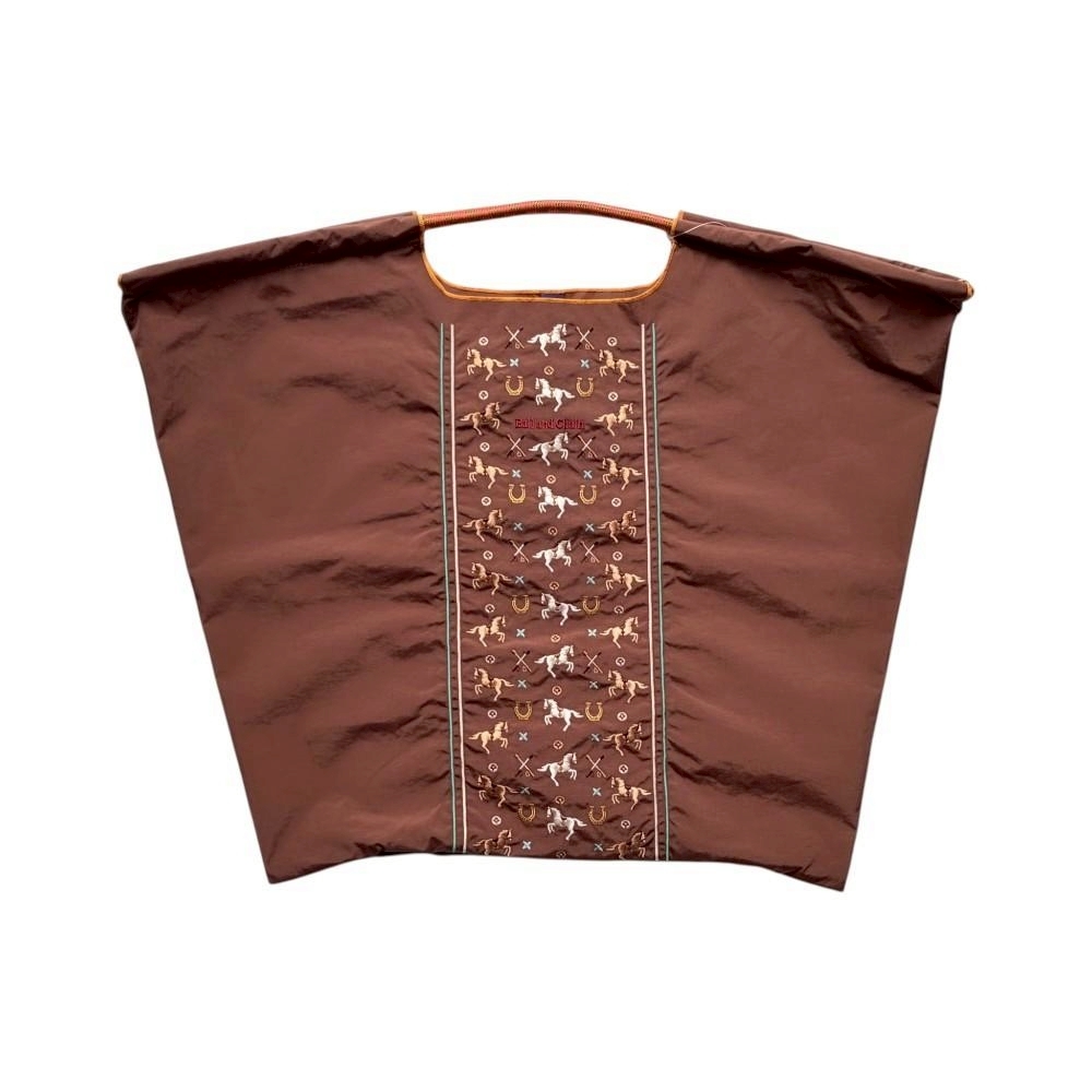 Ball＆Chain 刺繡環保購物袋 L號 - 咖啡 (30117714)