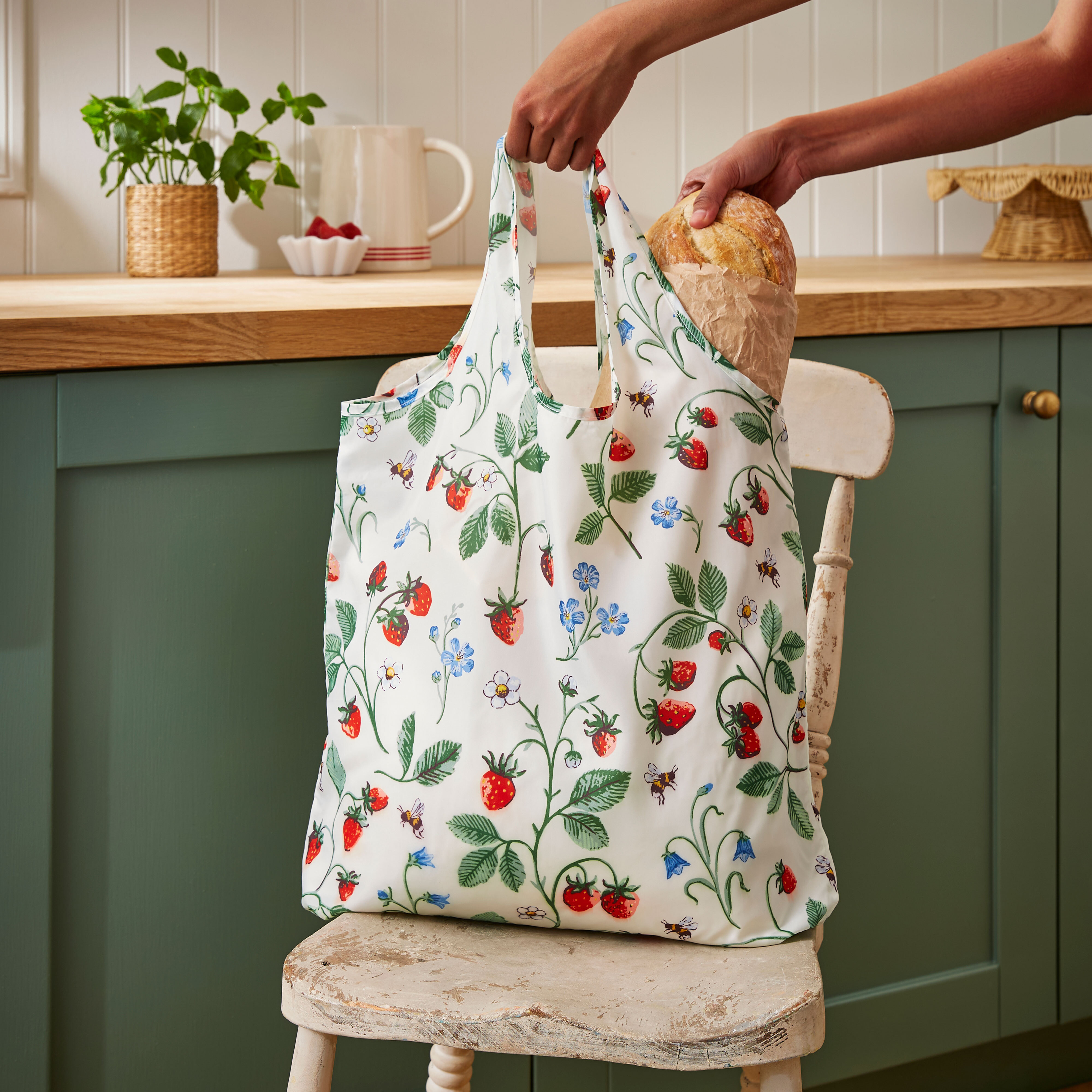 摺疊環保購物袋-Strawberry Patch