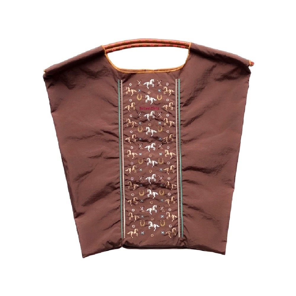 Ball＆Chain 刺繡環保購物袋 M號 - 咖啡 (30107714)