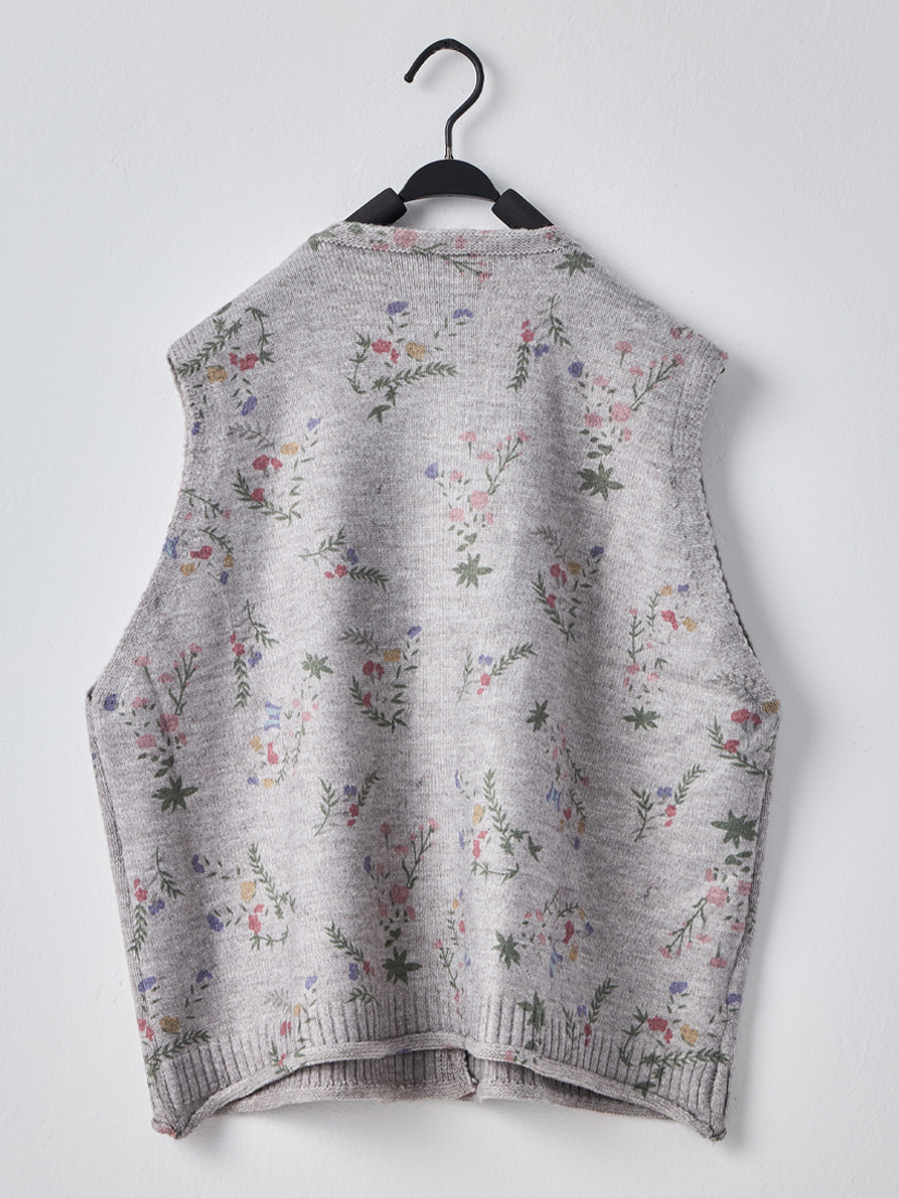 日系森林印花微起毛寬鬆開釦針織背心