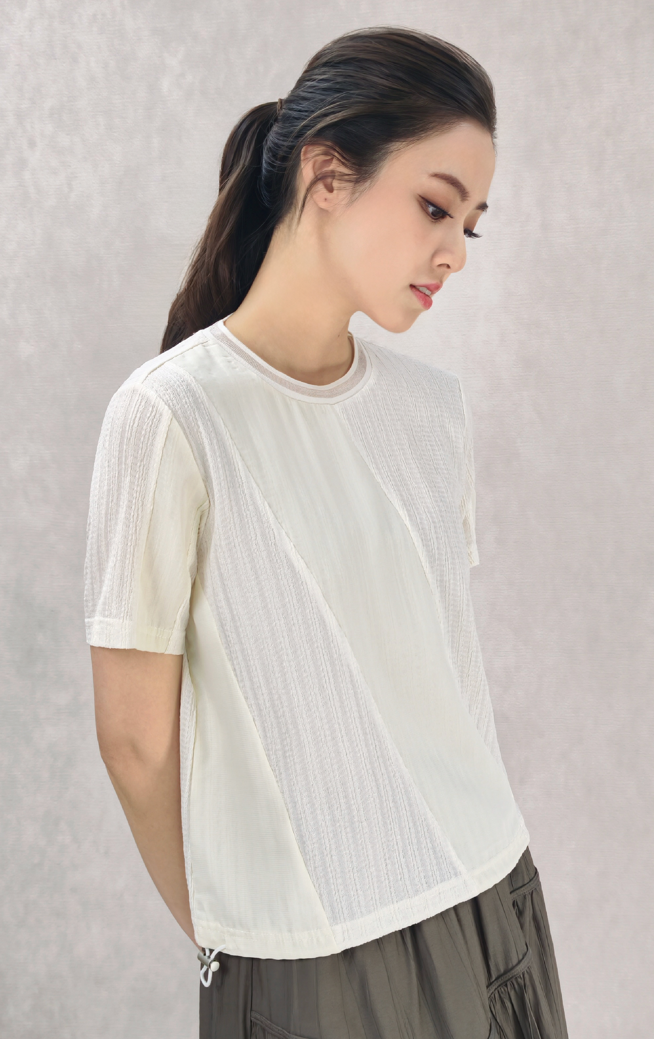 織紋拼布上衣 ST0404