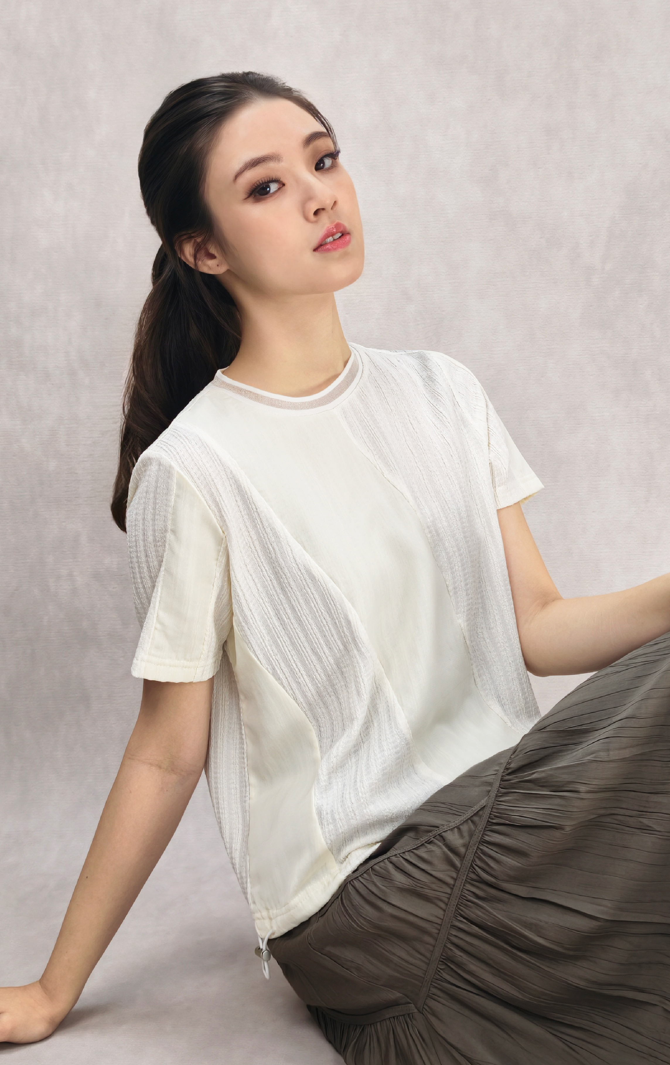 織紋拼布上衣 ST0404