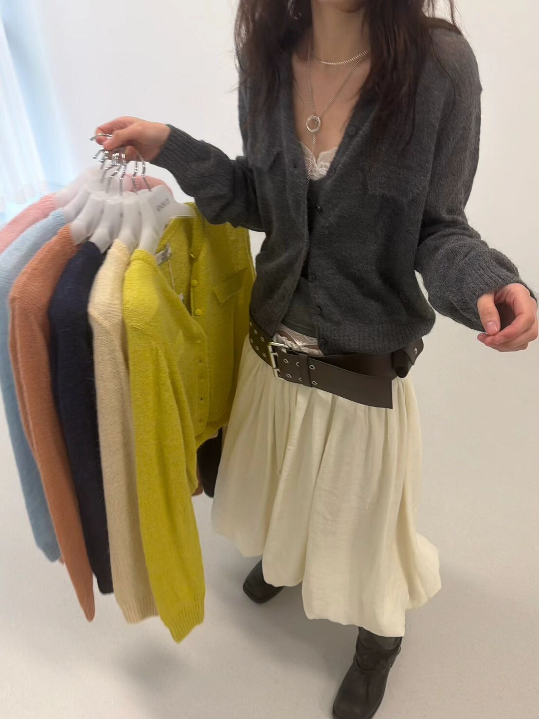 #AF73假口袋羊駝毛小外套(深藍/黄/水藍/橘/墨/奶油/粉)