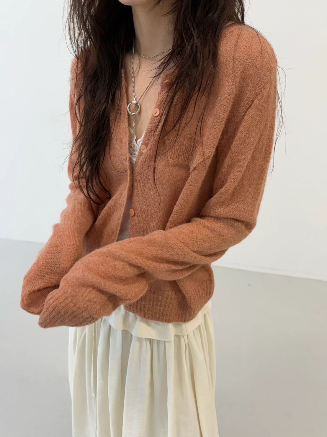 #AF73假口袋羊駝毛小外套(深藍/黄/水藍/橘/墨/奶油/粉)