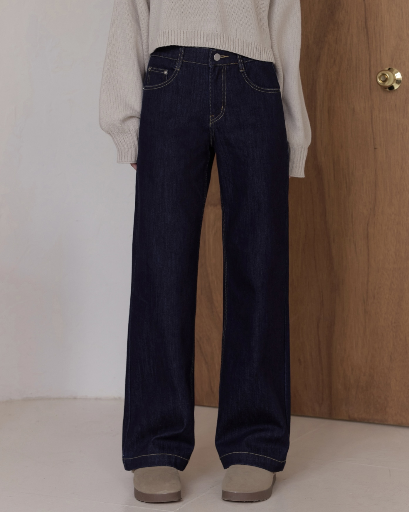 原色經典車線直腿牛仔褲