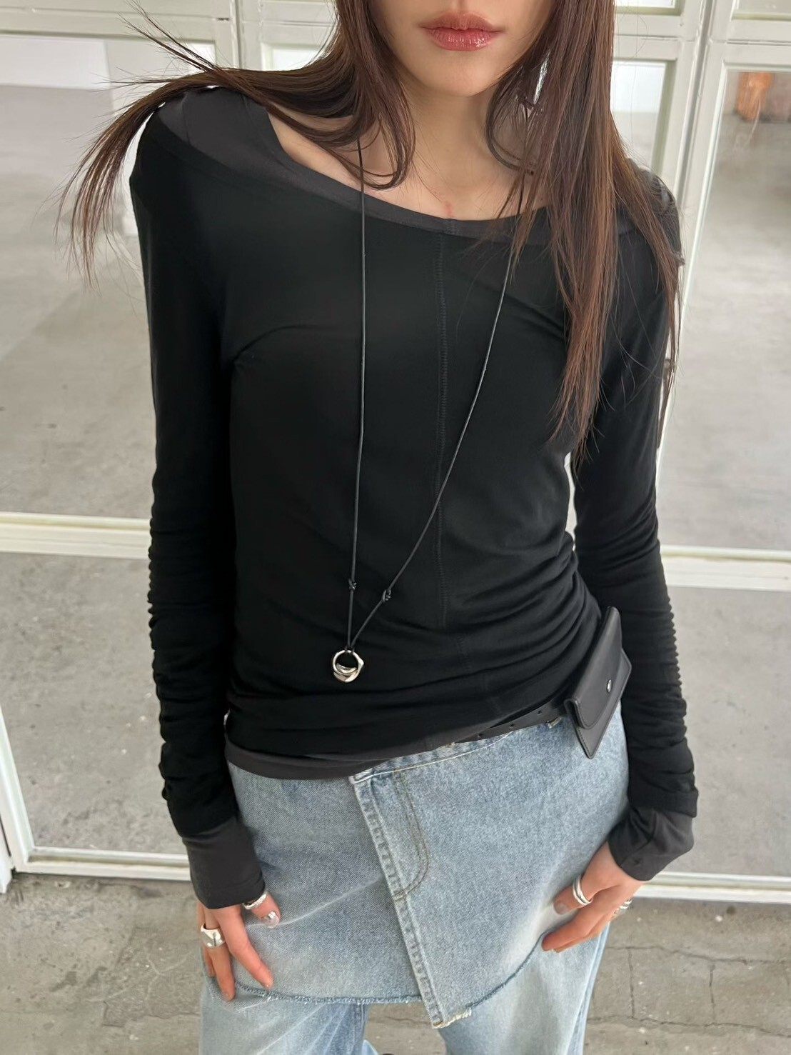 #AF76中車線天絲打底衣(黑/白/墨/水藍/淺灰/淺黄)