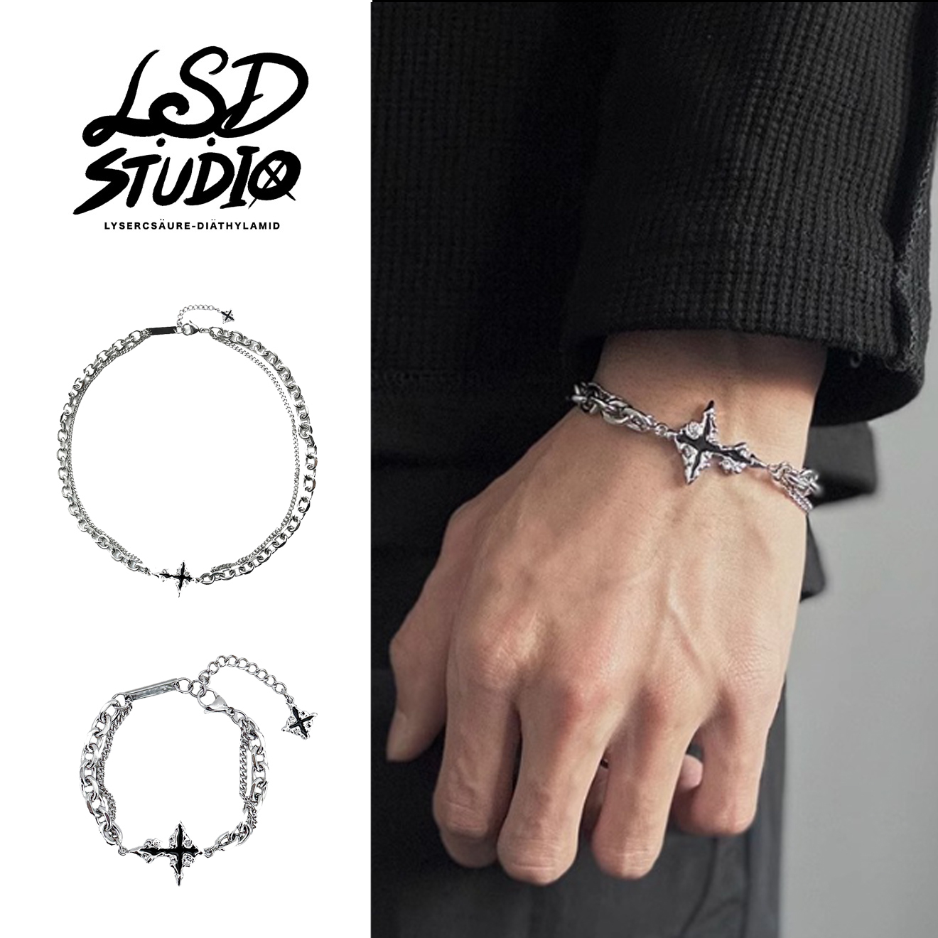 十字墜拼接鏈條設計項鍊 / 手鍊【ACWS3】