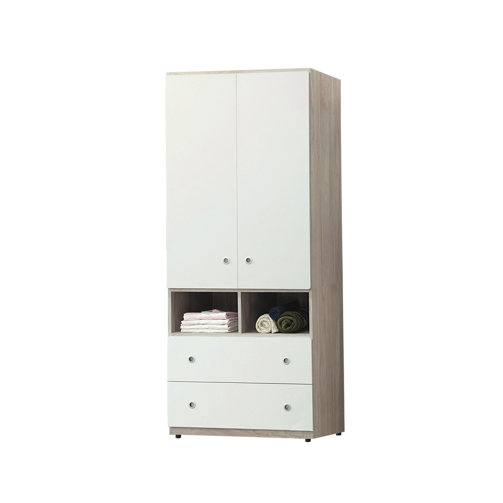 柏蒂家居-杰德2.7尺二門二抽衣櫃/衣櫥(單吊桿)