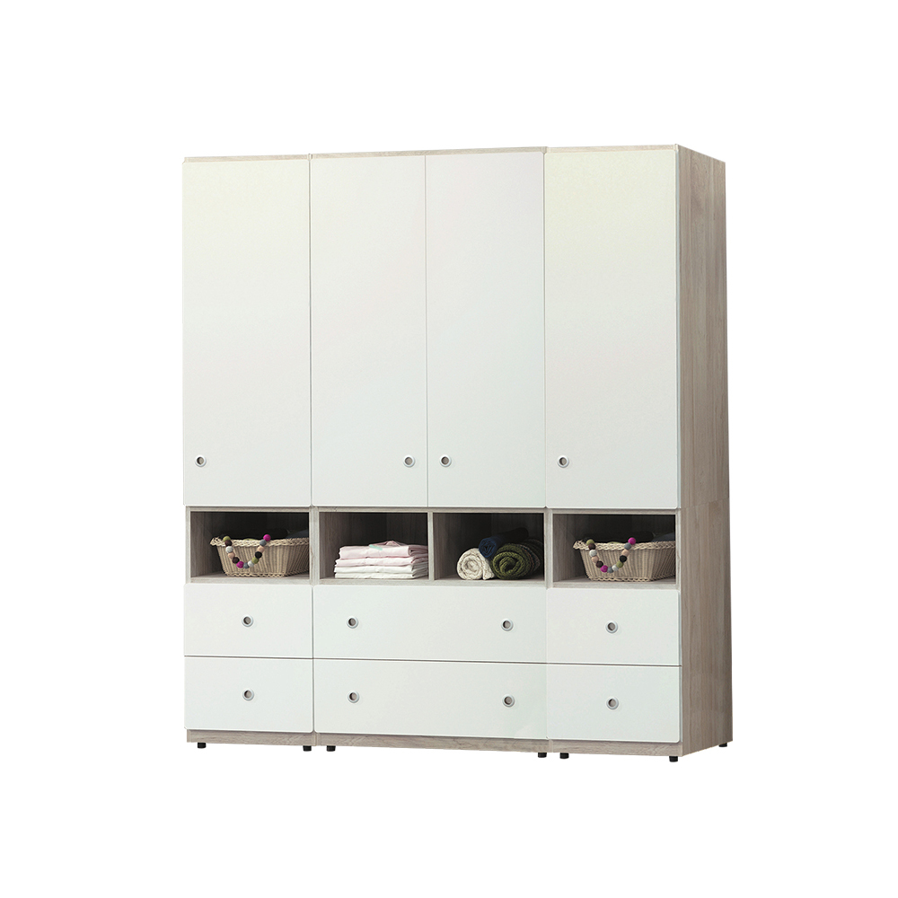 柏蒂家居-杰德5.8尺多功能收納衣櫃組合(一門+二門+一門)