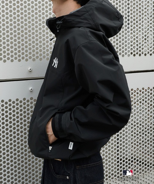 【預購】J0310603 MLB 聯名款雙拉鍊連帽夾克 NY黑色
