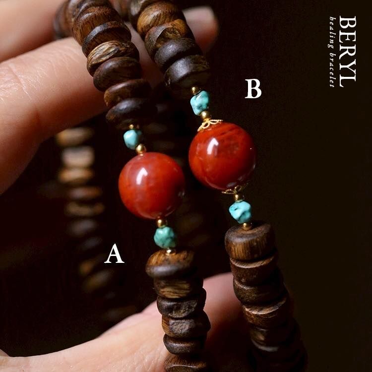 ＃母娘開光加持-種植棋楠沉香 × 老礦南紅手串/B款