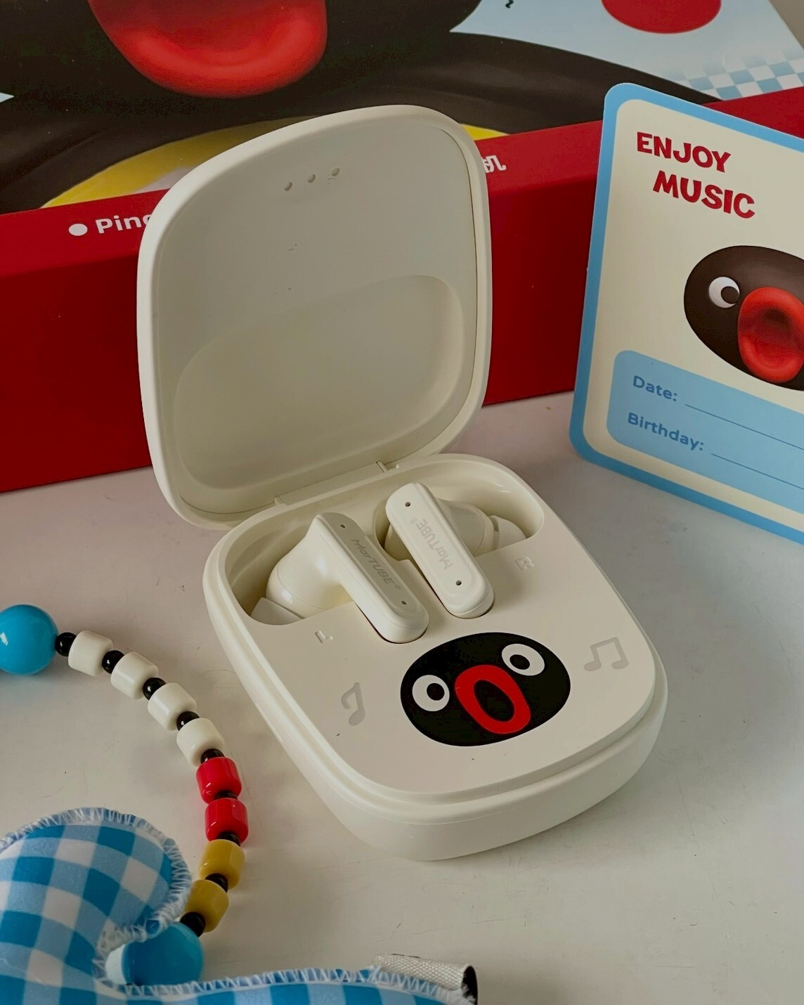 <正版授權>PINGU 企鵝家族 手機造型 智能螢幕藍芽耳機 翻蓋 可愛