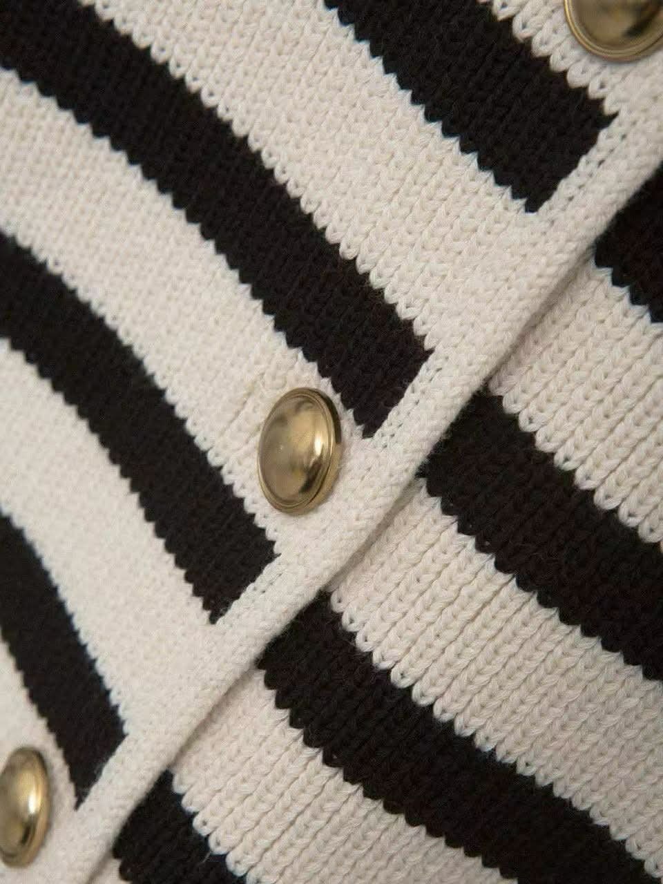 PA01 Celine 風質感條紋針織開襟衫