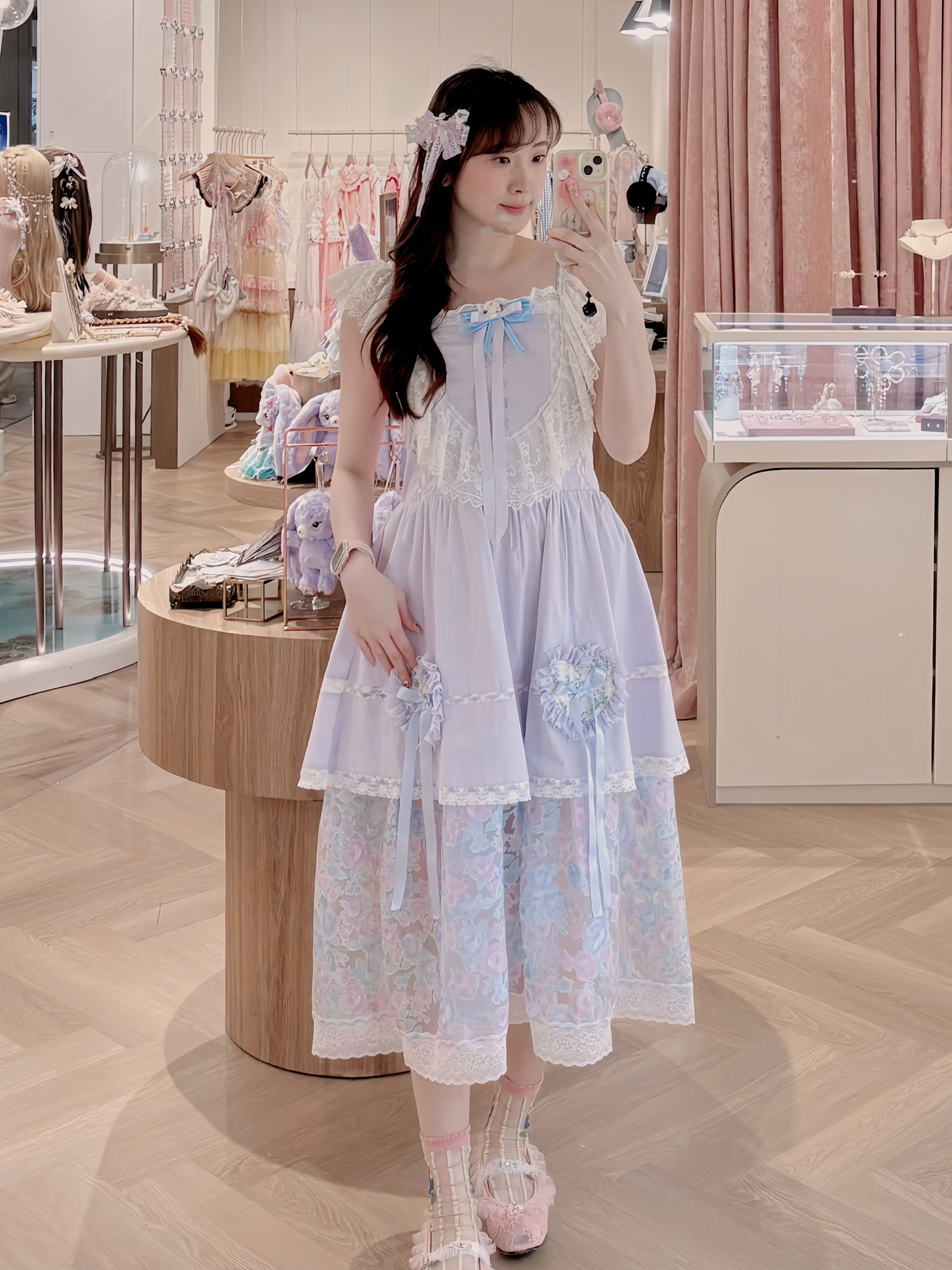 13544 Square Neck Puff Sleeve Glam Dress