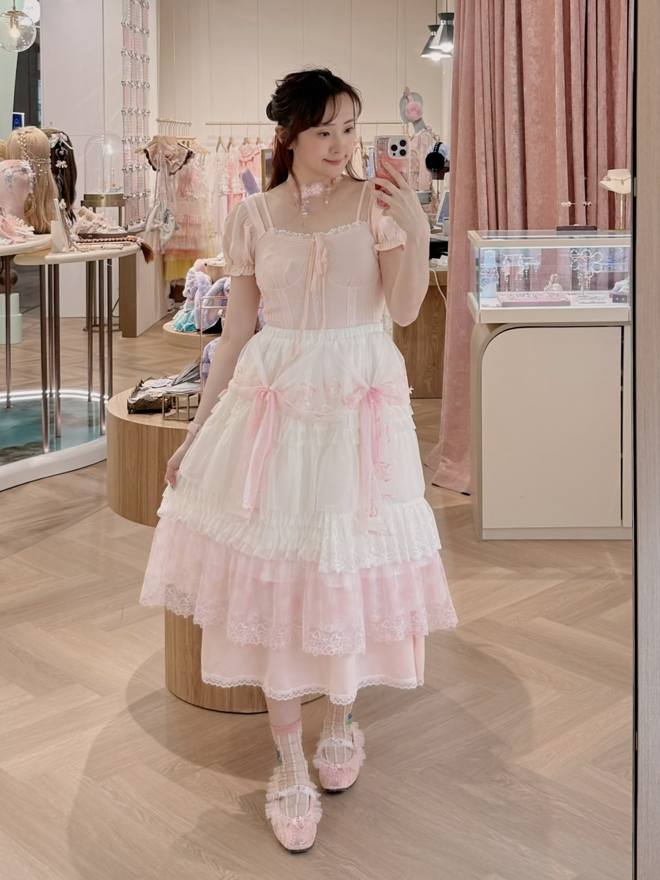 13567 Floating Ribbon Lace Tiered Medium Skirt