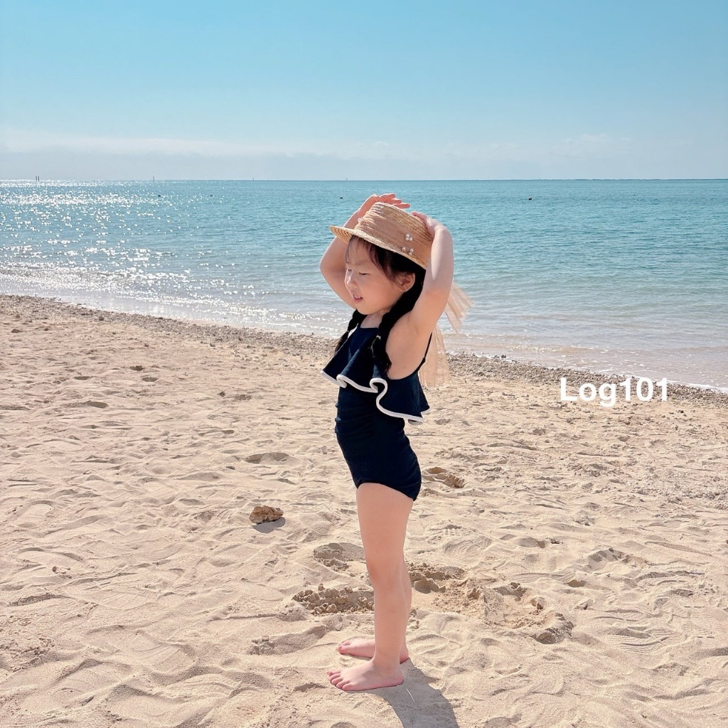 正韓夏log101 兩色荷葉邊連身泳衣