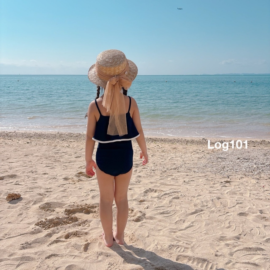 正韓夏log101 兩色荷葉邊連身泳衣